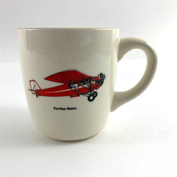 Ceramic Classic Airplane Coffee Cup. Featuring:  Red  "Curtis Robin" Aircraft. - Picture 2 of 9